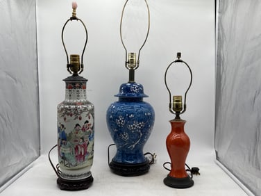 Three Chinese Porcelain Lamps