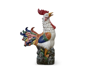 Large Decorator Majolica Rooster