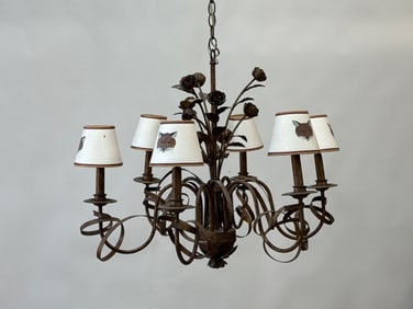Decorator Painted Five-Arm Chandelier