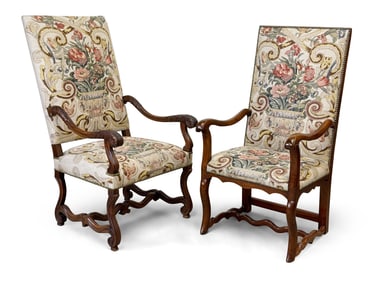 Assembled Pair of Louis XIV-style Open Armchairs