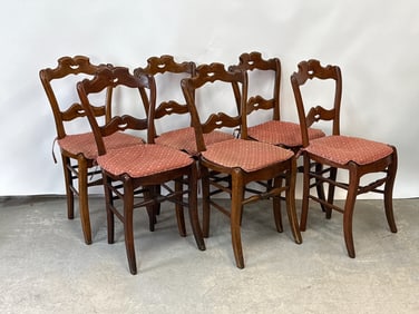 Six Country French Rush-Seat Dining Chairs