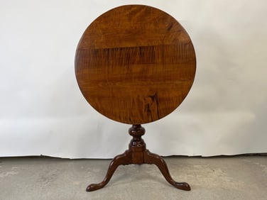Queen Anne Tiger Maple Tilt-Top Tea Table