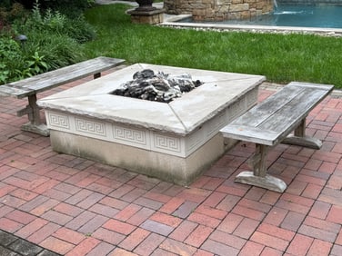 Pair of Terrain Teak Patio Benches