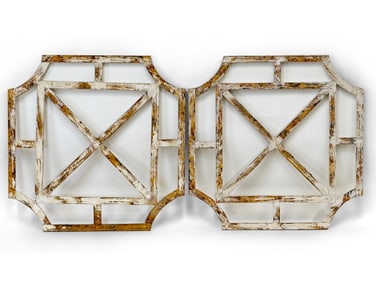 Pair of Painted Wood Quatrefoil Window Frames