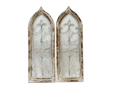 Pr. Painted Wood and Metal Architectural Windows