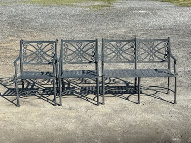 Woodard Cast Aluminum Patio Bench & Chairs