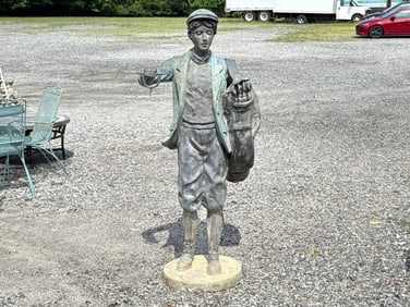 Large Bronze Golf Caddy Sculpture