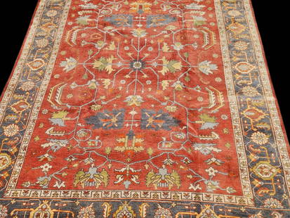 Turkish Wool Room-size Carpet, 9ft 4in x 11ft 9in: A Turkish wool hand-knotted multi-colored room-size carpet, 9ft 4in x 11ft 9in. | You have additional shipping options! Philadelphia Metro area delivery, NYC curbside delivery, and other third-party s