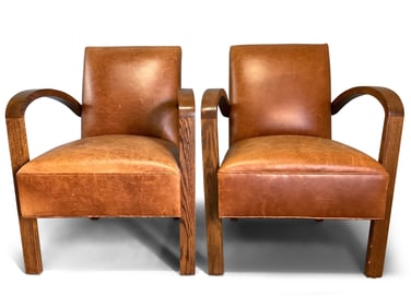 Pair of Art Deco-style Leather Armchairs
