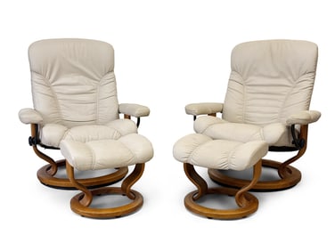 Pr. Ekornes Stressless Lounge Chairs & Ottomans