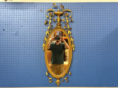 Adams-style Gilt Oval Wall Mirror
