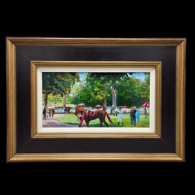 Kenneth Daly Oil/Panel: Racetrack Scene