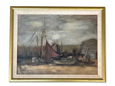 Kemeneck Oil/Canvas: Abstract Ships