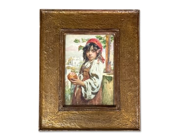 Early 20th C. Watercolor/Paper: Young Girl
