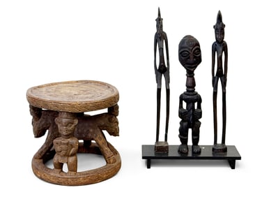Senufu Carved Figures and Carved Stool