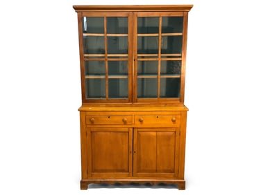 19th C. Mixed-Wood Step-Back Cupboard