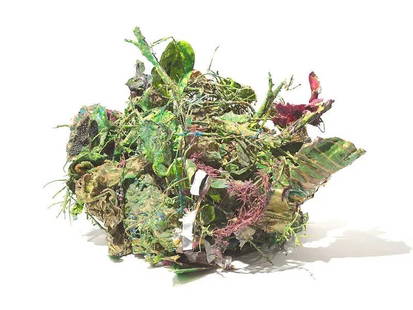 Cristina Lei Rodriguez Relic 1 from Greenhouse: Cristina Lei Rodriguez (American, b. 1974). A mixed media abstract with flower and greenery titled "Relic 1 from Greenhouse". 12in tall. | You have additional shipping options! Philadelphia Metro area