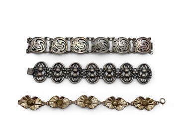 Three Sterling Silver Link Bracelets