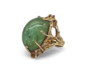 14K Cocktail Ring with Green Jade