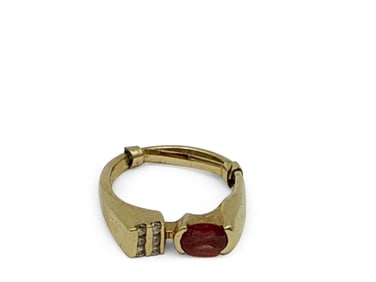 14K Band Ring with Diamonds and Ruby