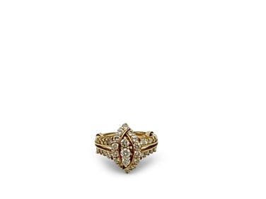 14K Yellow Gold and Diamond Cocktail Ring