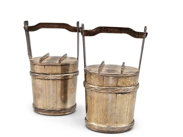 Pair of Yamato Japan 950 Silver Bucket Shakers