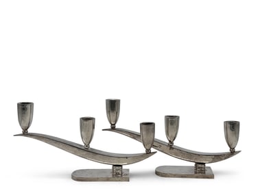 Pr. Mexican Art Deco Sterling Candlesticks