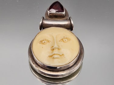 Sterling Silver Moon Face Pendant