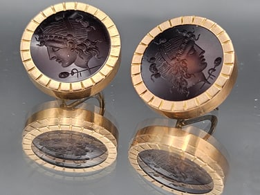 Gold Filled over Sterling Intaglio Earrings