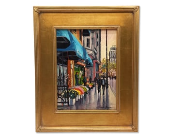 Michele Byrne Oil on Board: Street Scene