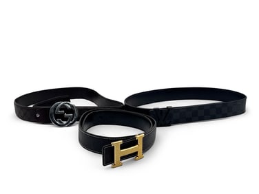 Three Belts: Louis Vuitton, Hermès, Gucci