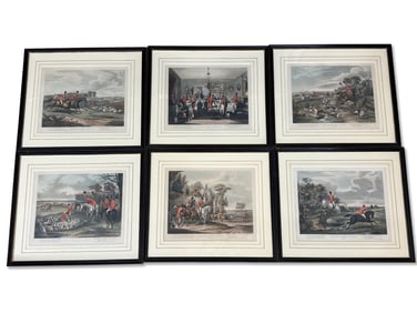 Six English Enravings: Bachelor's Hall Hunt Scenes