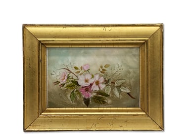 Victorian Oil/Board Floral Still Life