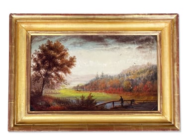 Attrib. to James Walker Oil/Board: Autumn Landscape