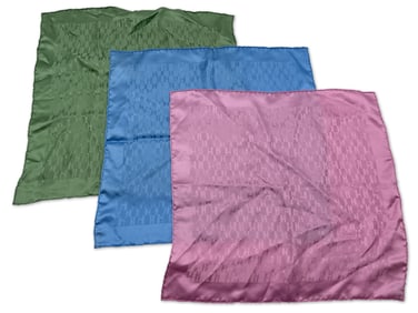 Three Hermès Monogram Silk Pocket Squares