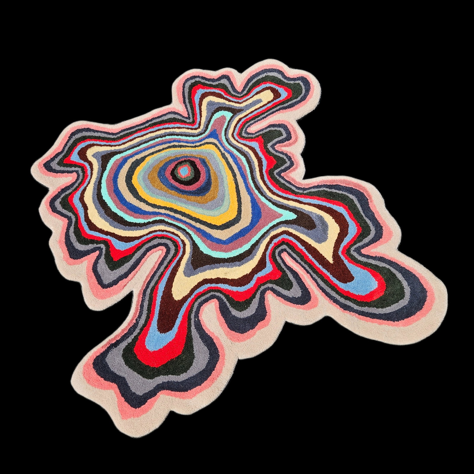 Turkish Multicolored Abstract Carpet, 3ft 11in x 4ft 2in (1 of 6)