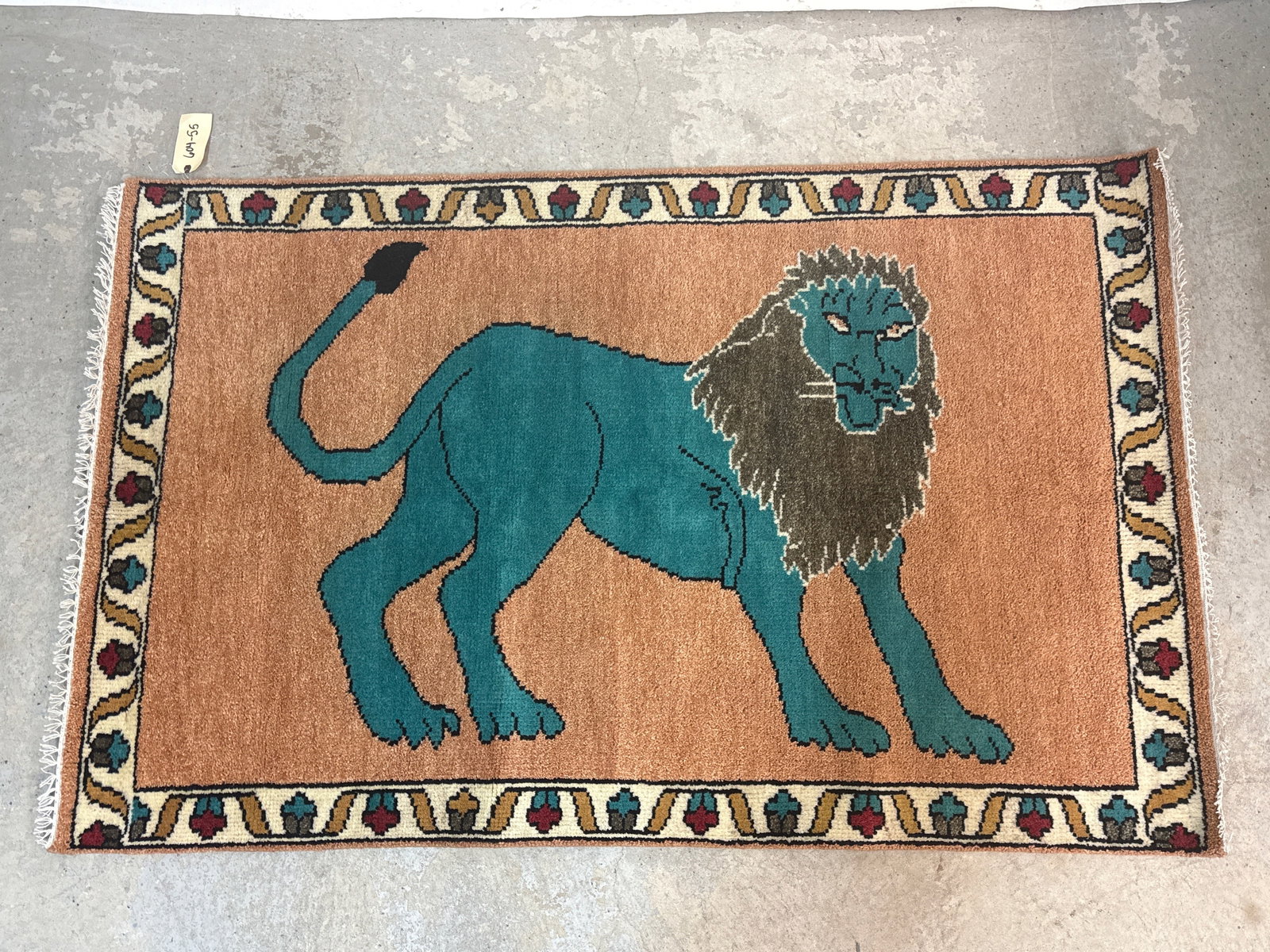Turkish Blue Lion Carpet, 3ft 10in x 6ft (1 of 5)