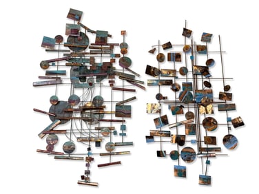 Two Postmodern Mixed-Metal Wall Sculptures