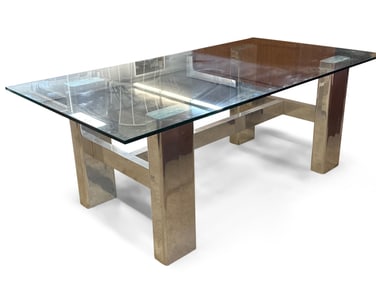 Postmodern Glass Top Dining Table