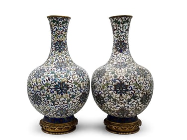 Pair of Large Chinese Cloisonné Vases