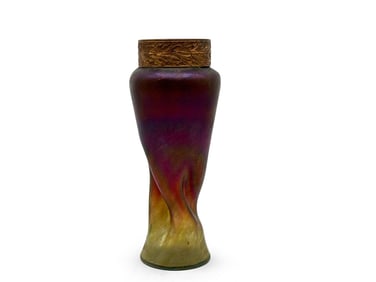 Art Nouveau Twisted Baluster Art Glass Vase