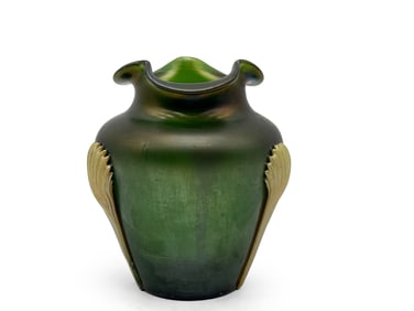 Wilhelm Kralik Green Art Glass Vase