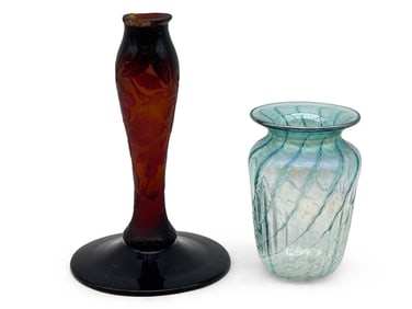 Etched Cameo Glass and Art Glass Vase