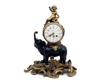 Louis XV Bronze Figural Elephant Clock