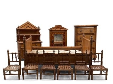 French Bamboo Doll Furniture Suite