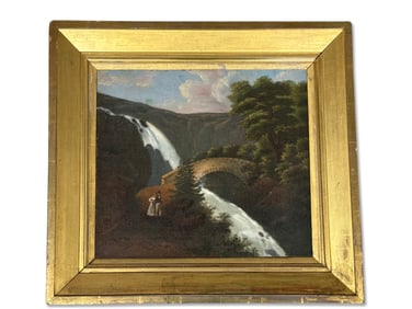 19th C. Gilt-Framed Oil/Canvas: Landscape
