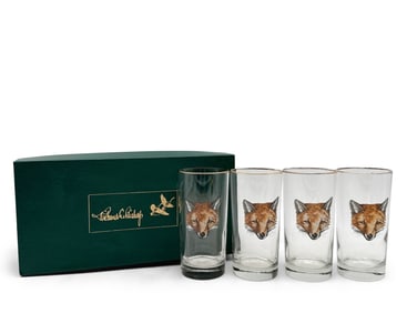 Four Richard Bishop Fox Highball Glasses