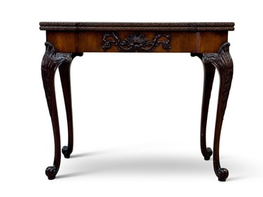 Chippendale-style Mahogany and Leather Card Table