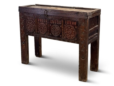 18th C. Continental Carved Coffer Chest