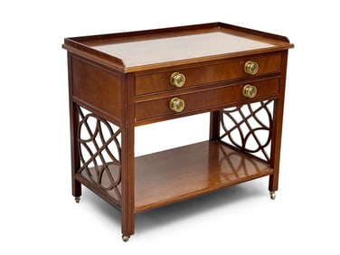 Baker Historic Charleston Mahogany Banded Bar Cart